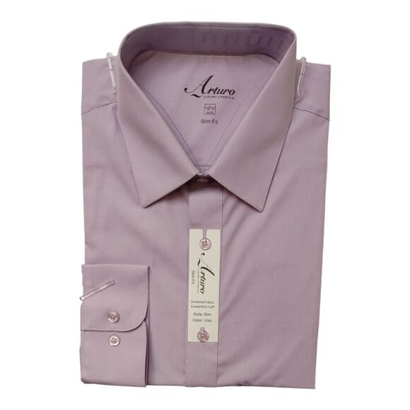 MEN'S ARTURO LUXURY LIFESTYLE LILAC SLIM FIT DRESS SHIRT. - Picture 1 of 4